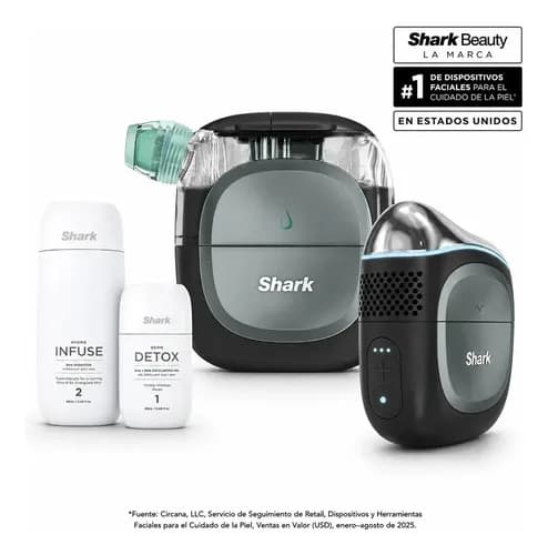 Limpiador Facial Shark Facialpro Glow Dispositivo Con Skincare Coreano Serum Exfoliante Y Ácido Hialurónico Hidratante 10 Beneficios En 10 Minutos Extracción De Poros, Frío Y Calor Negro Fh320laabk
