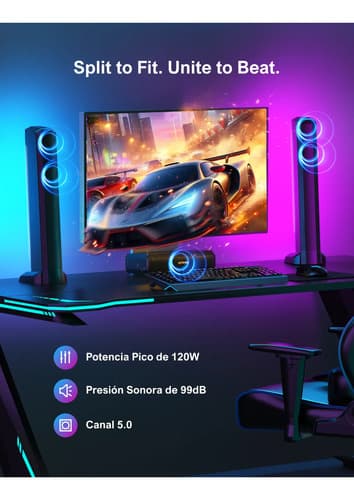 Barra De Sonido Ultimea Apollo S70 Bluetooth Luz Led Negro - 2