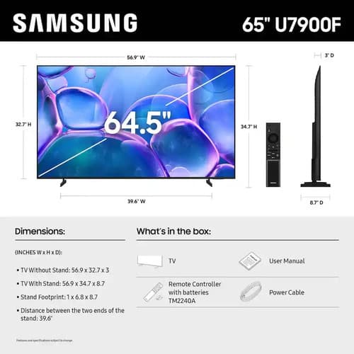 Pantalla Samsung 65 U7900 4k Uhd Smart Tizen Modelo 2025 - 4